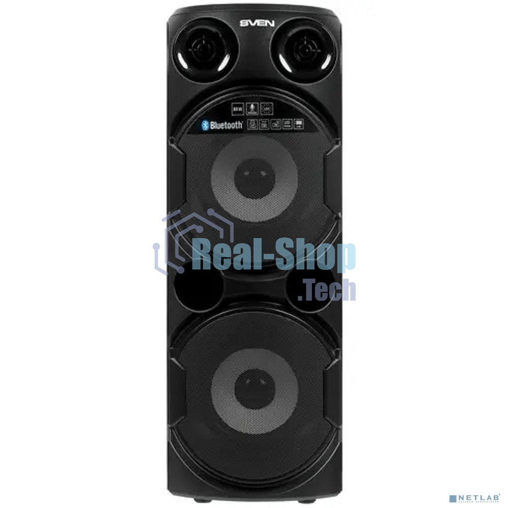 Колонка АС Sven PS-750, черный (80 Вт, TWS, Bluetooth, FM, USB, microSD, LED-дисплей, 2х4400мА*ч)