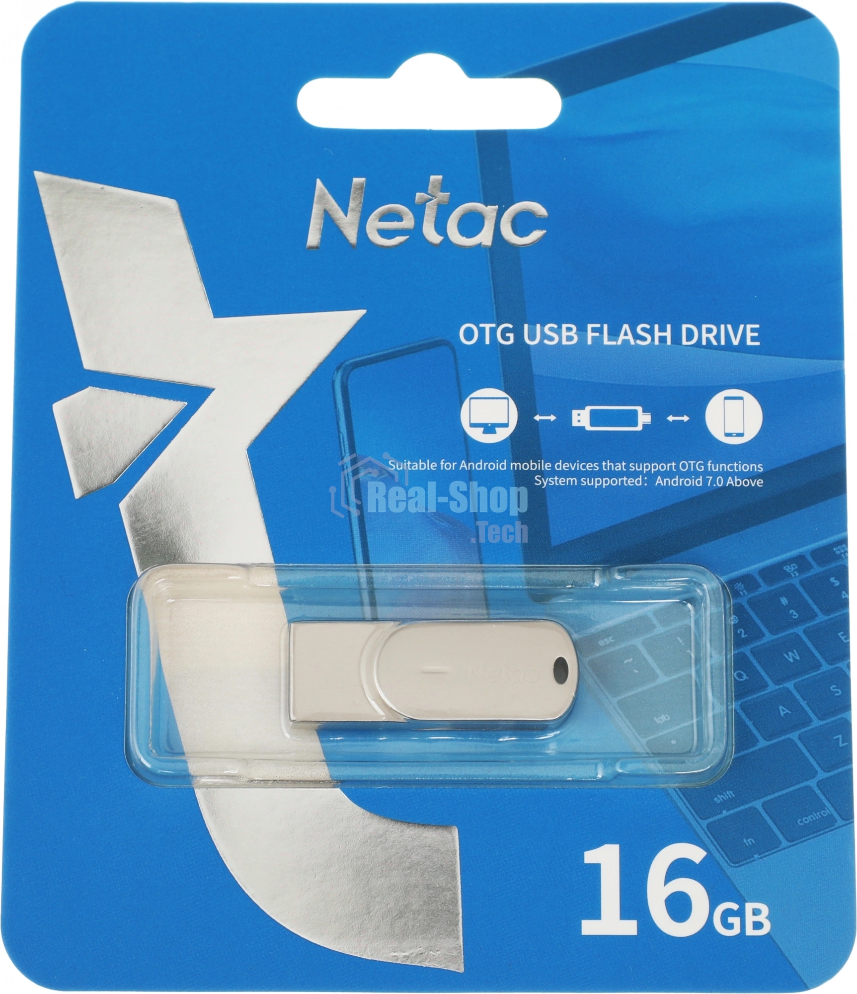 Флешка USB Netac U785 16Gb NT03U785C-016G-30PN, USB 3.0+TypeC, металлическая