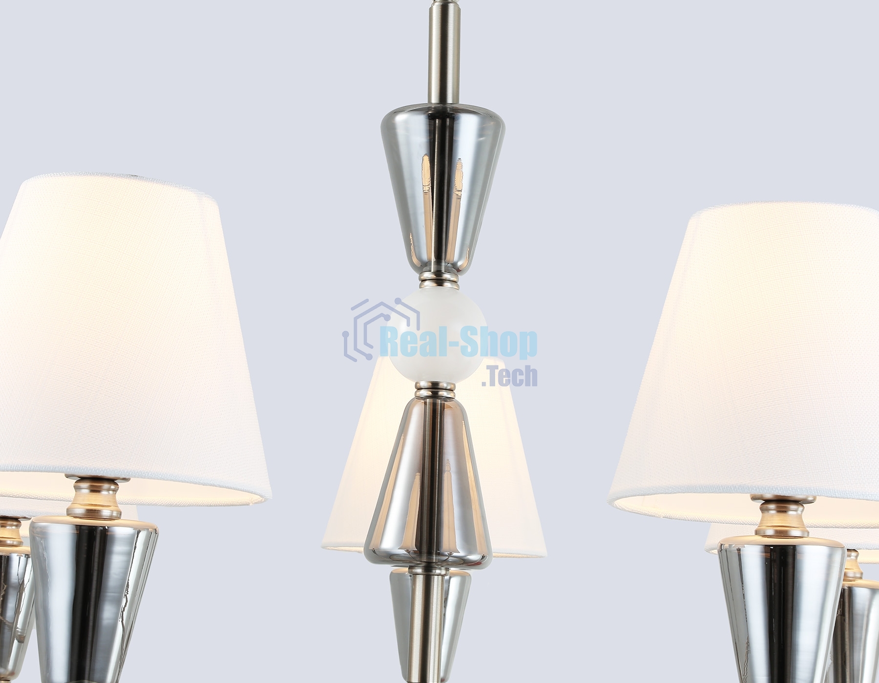 Люстра Ambrella light LH75253/5 SN/FR сатин никель/белый матовый E14*5 max 40W D700*510