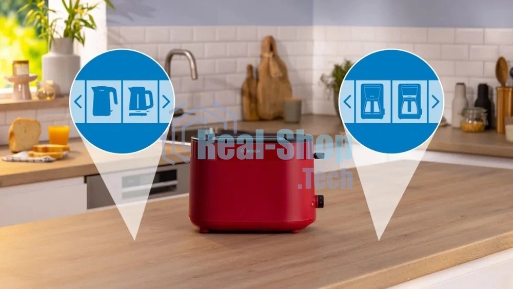 Тостер Bosch TAT2M124 красный, 950 Вт, 2 слота