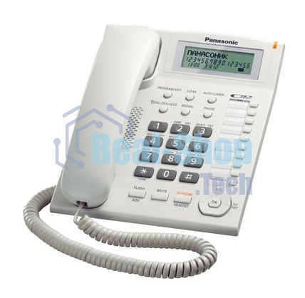 Телефон проводной Panasonic KX-TS2388RUW белый индикатор вызова,повторный набор последнего номера,4 уровня громкости звонка