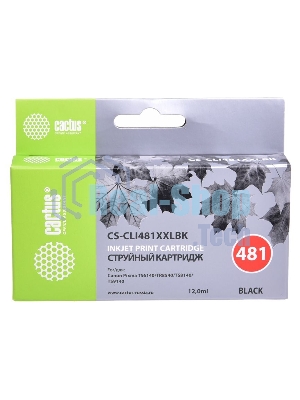 Картридж струйный Cactus CS-CLI481XXLBK черный (12 мл) для Canon Pixma TR7540/TR8540/TS6140/TS8140