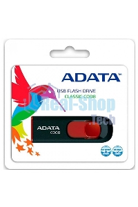 Флешка USB ADATA С008 (AC008-32G-RKD), 32Gb, USB 2.0, R/W 15/5, черный/красный