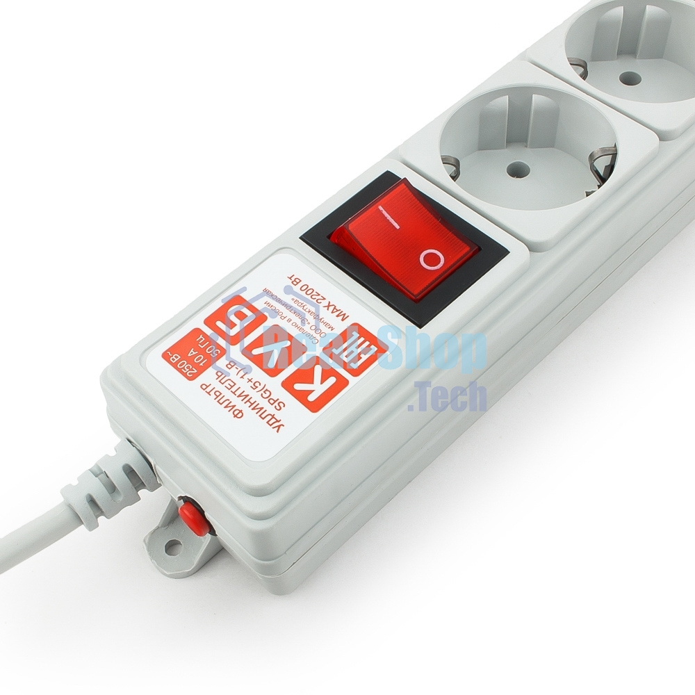 Сетевой фильтр Power Cube B, 3.0 м, 5+1 розетка, серый