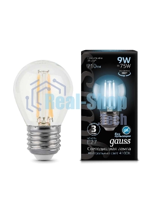 Лампа светодиодная Filament Шар E27 9Вт 4100К Gauss 105802209