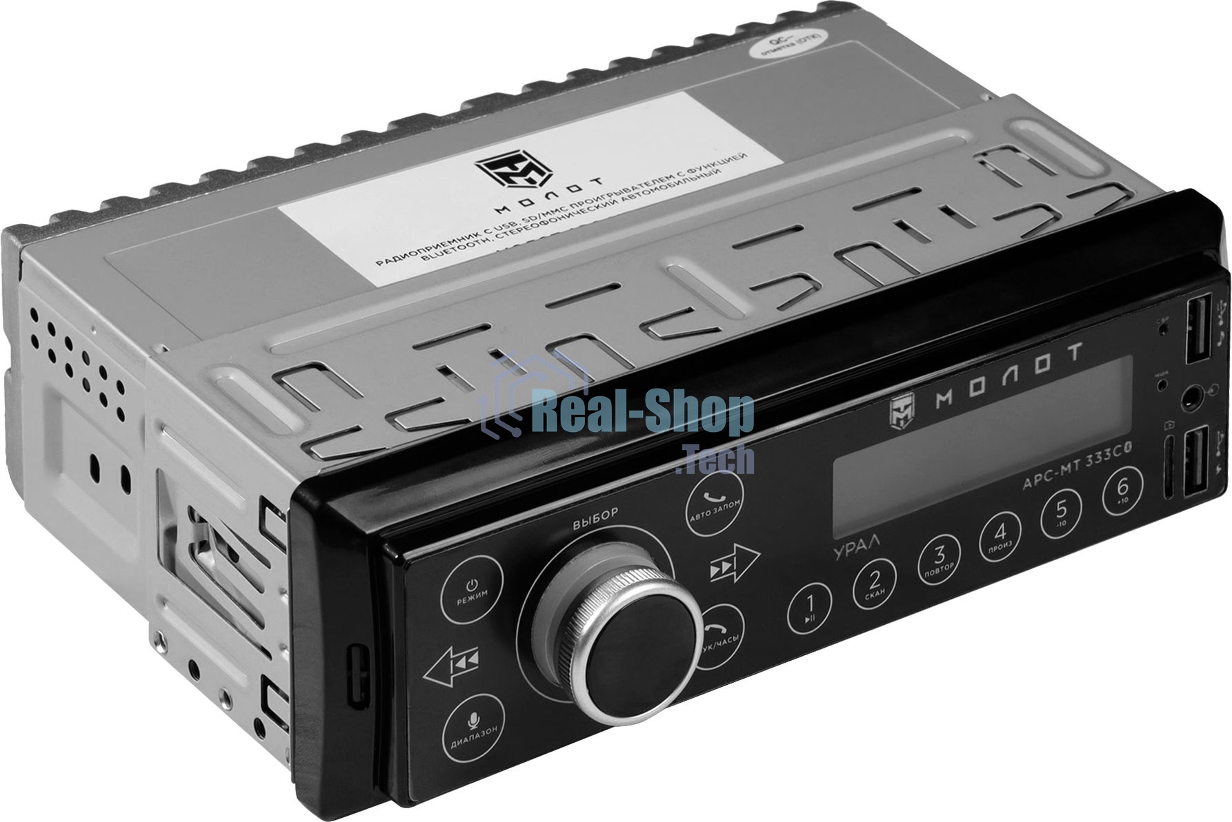 Автомагнитола Ural Молот АРС-МТ 333С, 1 DIN, Bluetooth, USB Type-A, AUX