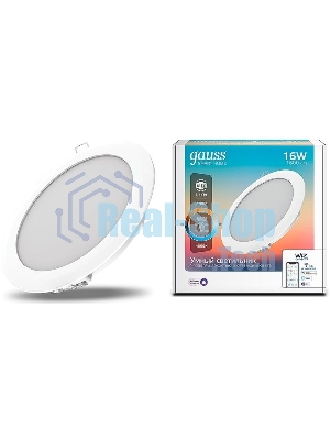 Светильник светодиодный ДВО-16Вт DIM+CCT Smart Home Gauss