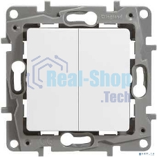 Выключатель двухклавишный 10AX винтовые зажимы ETIKA, белый