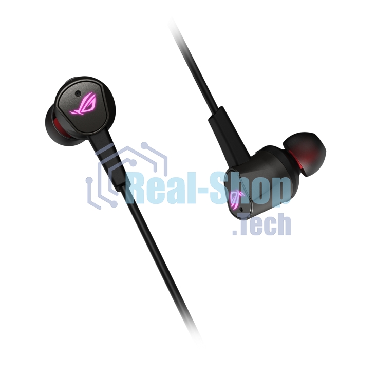 Гарнитура проводная игровая черные ASUS ROG CETra II (вкладыши, USB-C, RGb подсветка, ПУ, чехол, 90YH02S0-B2UA00)