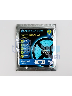 Светодиодная лента Ambrella light GS4003 5050 60Led/ 14.4W m/ 24V IP20 6500K/ 5000*10*1.87mm (2 конт.)