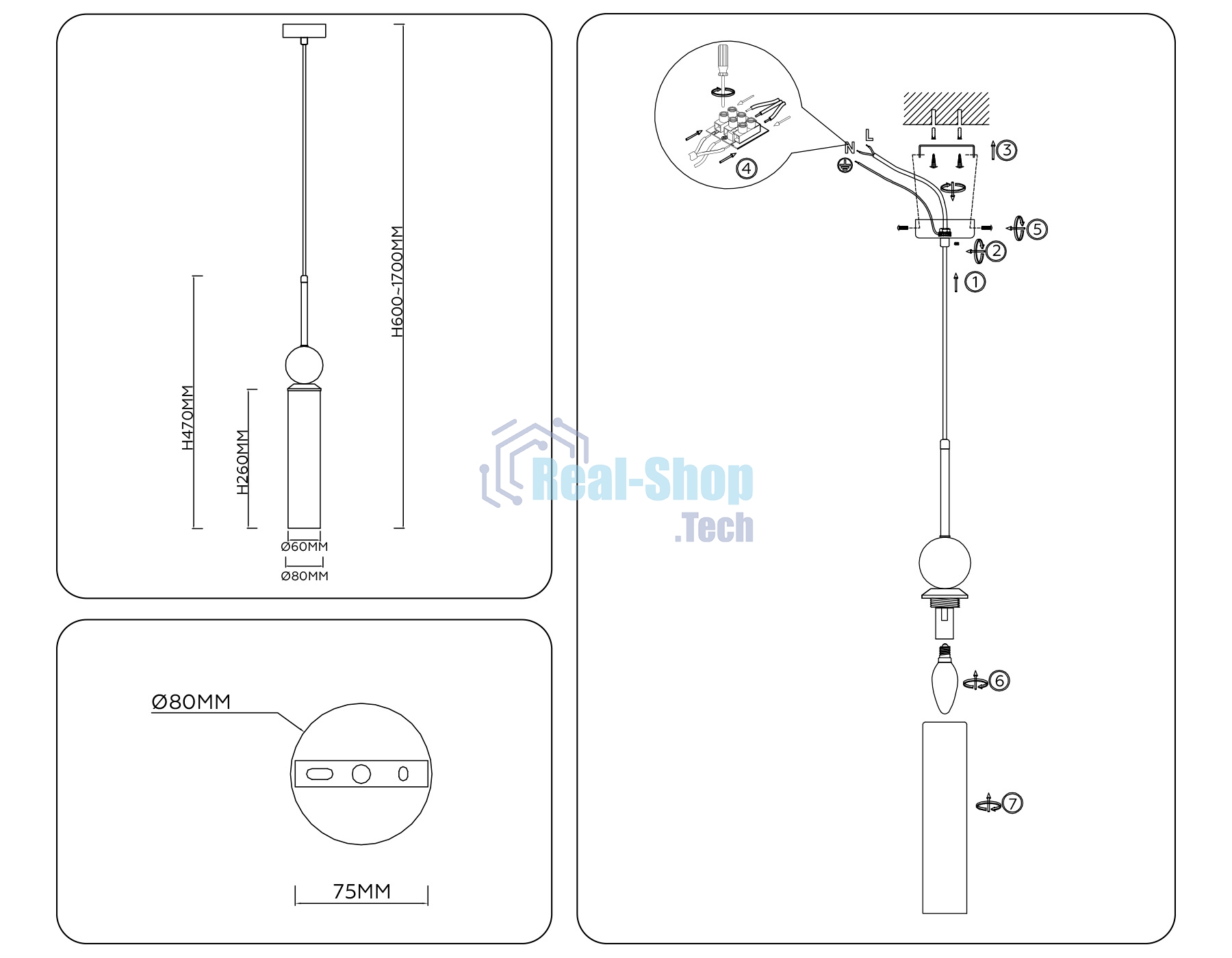 Светильник Ambrella light LH53256 BS/FR латунь/белый матовый E14 max 40W D80*470