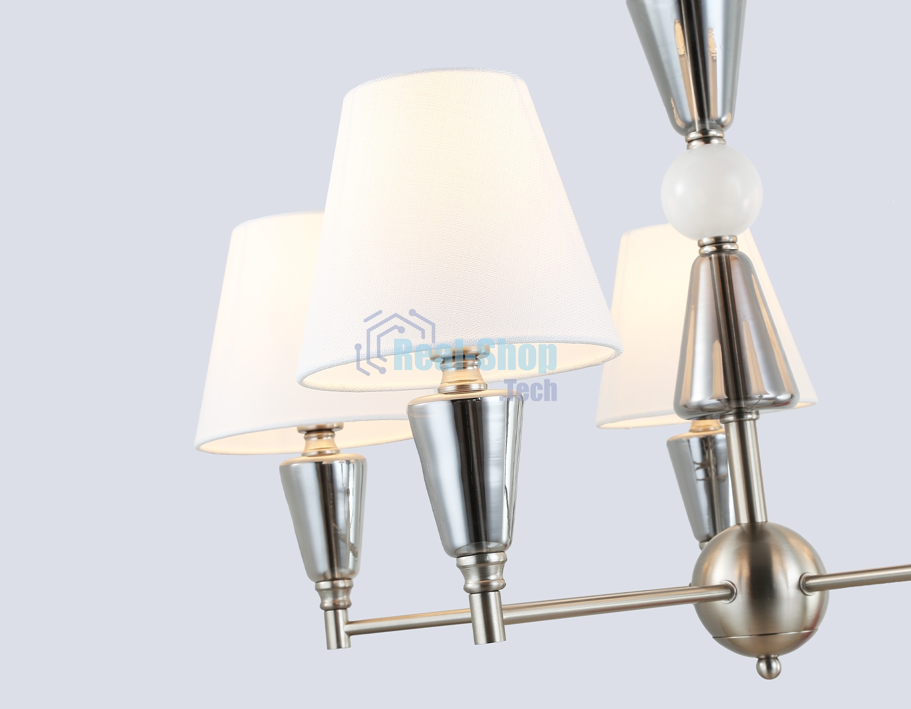 Люстра Ambrella light LH75253/5 SN/FR сатин никель/белый матовый E14*5 max 40W D700*510