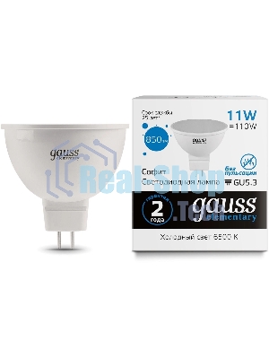 Лампа светодиодная Gauss Elementary MR16 11Вт 6500К GU5.3 850лм