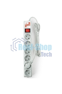 Сетевой фильтр Power Cube B, 3.0 м, 5+1 розетка, серый