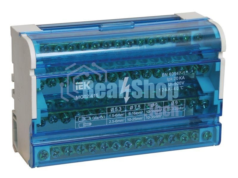 Шины на DIN-рейку в корпусе (кросс-модуль) Iek YND10-4-15-125 ШНК 4х15 3L+PEN