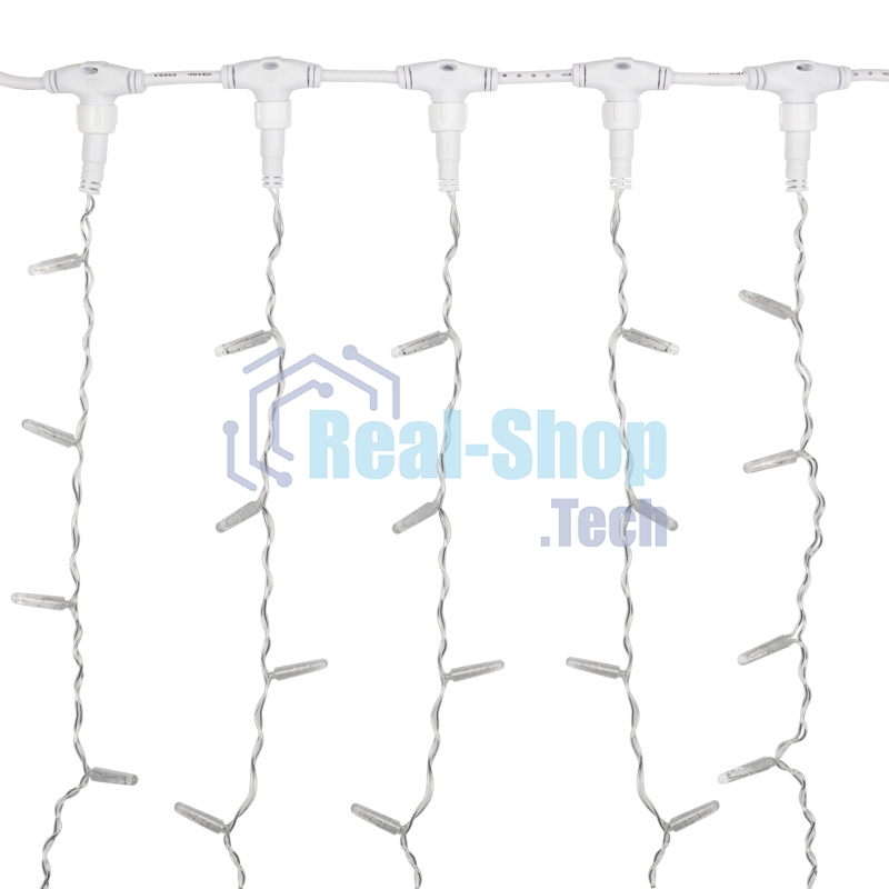 Гирлянда Светодиодный Дождь 2х1,5 м, эффект мерцания, прозрачный провод, 230 В, диоды теплый белый