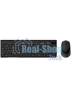 Комплект беспроводной Genius Smart KM-8230 черный, клавиатура+мышь, USB, 1 мини-ресивер на оба устройства. Клавиатура: 104 клавиши кнопка SmartGenius, клавиши т