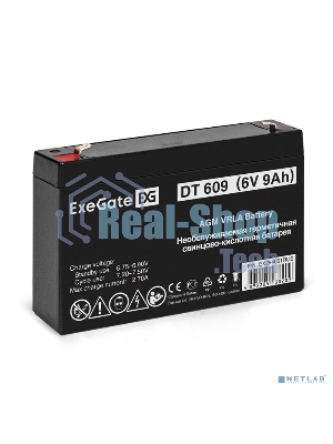 Аккумуляторная батарея ExeGate DT 609 (6V 9Ah, клеммы F1)