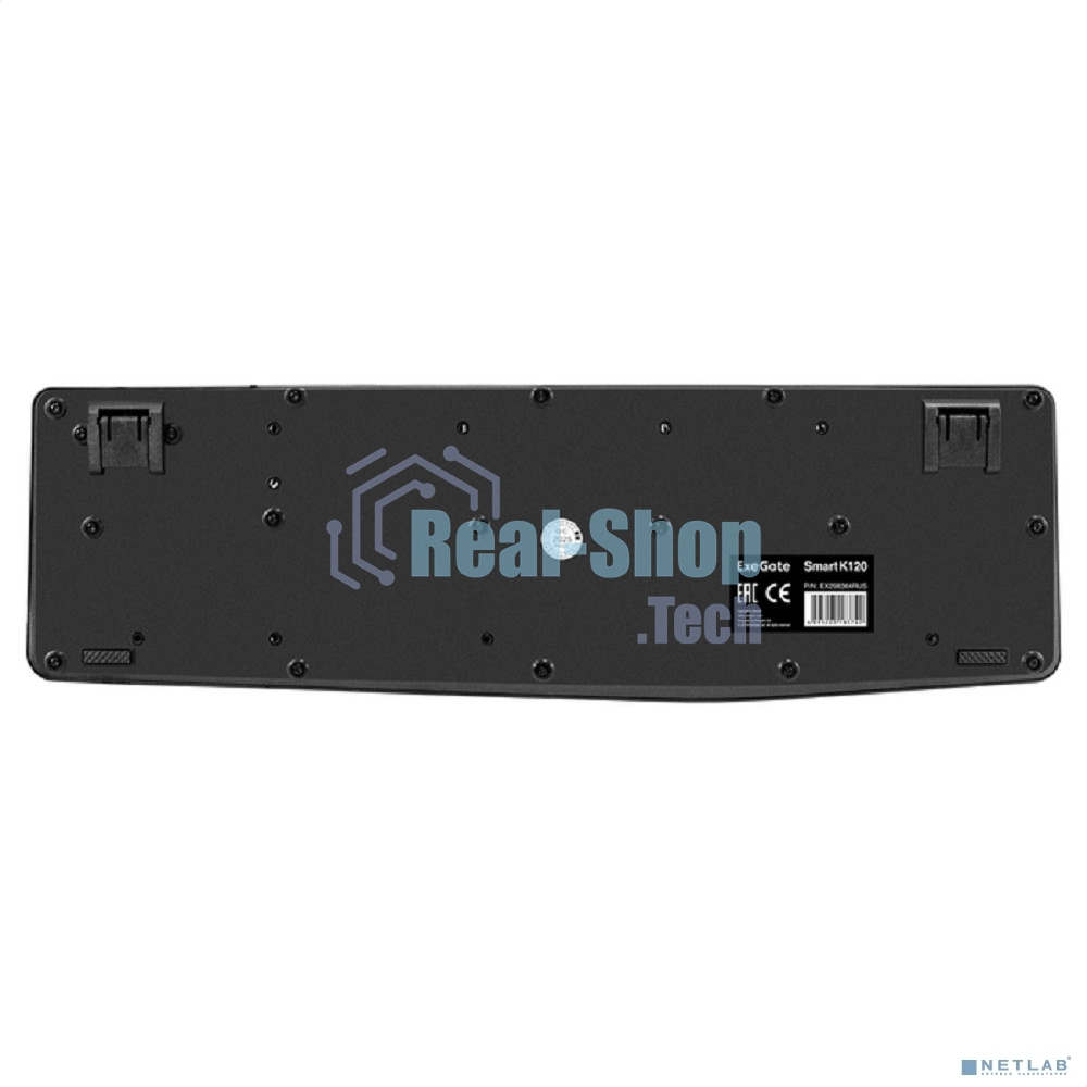 Клавиатура проводная ExeGate EX298364RUS Smart K120 (USB, полноразмерная, влагозащищенная, 104кл., Enter большой, длина кабеля 1,6м, черная, RTL)