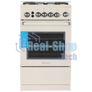 Плита газовая De Luxe 5040.40Г (КР) ЧР-013 бежевый, конфорок 4 газовых, духовка 46 л, 50 см x 85 см x 50 см