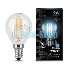 Лампа светодиодная Filament Шар E14 9Вт 4100К GAUSS 105801209