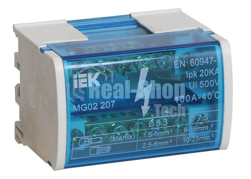 Шины на DIN-рейку в корпусе Iek YND10-2-07-100 (кросс-модуль) ШНК 2х7 L+PEN ИЭК