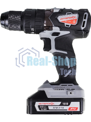 Дрель-шуруповерт ИНТЕРСКОЛ ДАУ-13/18В, 18 В, 2 Ач, 60 Нм, бесщеточный, ударный