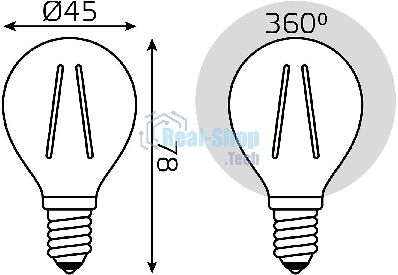Лампа светодиодная Gauss Filament 11Вт цок.: E14 шар 220B 2700K св. свеч. белый теп. (упак.: 10 шт)