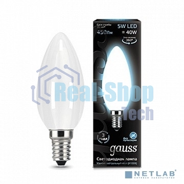 Лампа светодиодная Gauss Filament Свеча E14 5Вт 4100К OPAL