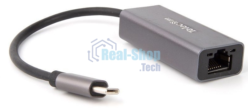 Кабель-переходник USB 3.1 Type-C -->RJ-45 1000Mbps Ethernet, Aluminum Shell, 0.15м Telecom TU320M