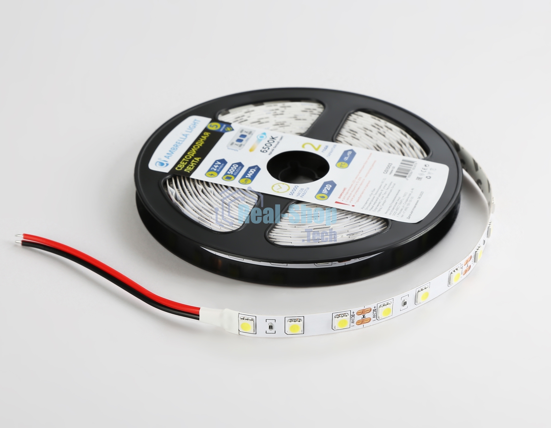Светодиодная лента Ambrella light GS4003 5050 60Led/ 14.4W m/ 24V IP20 6500K/ 5000*10*1.87mm (2 конт.)