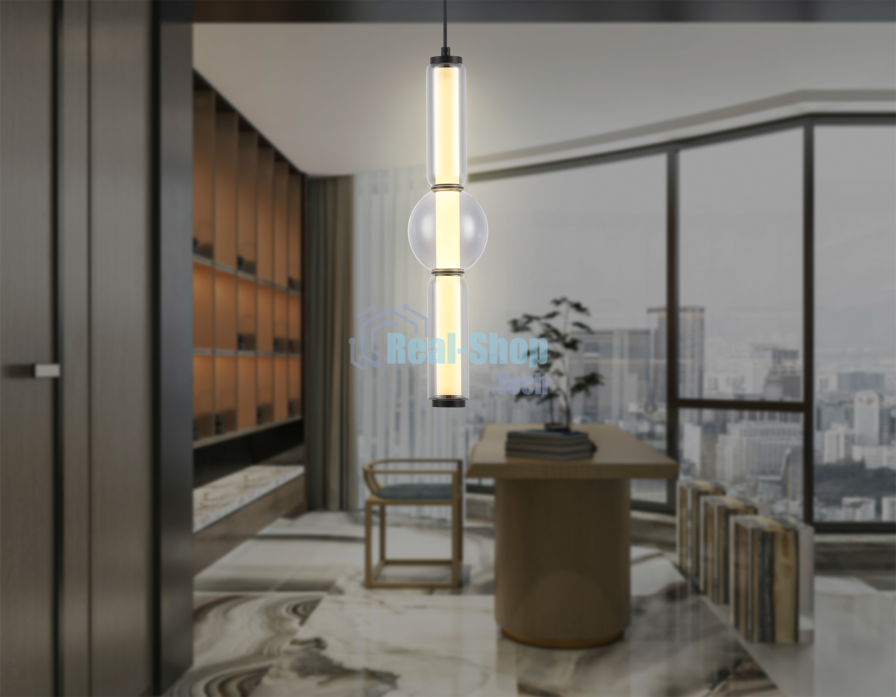 Подвесной светодиодный светильник Ambrella light LH11023 BK/SM черный/дымчатый 17W 3000K D120*520