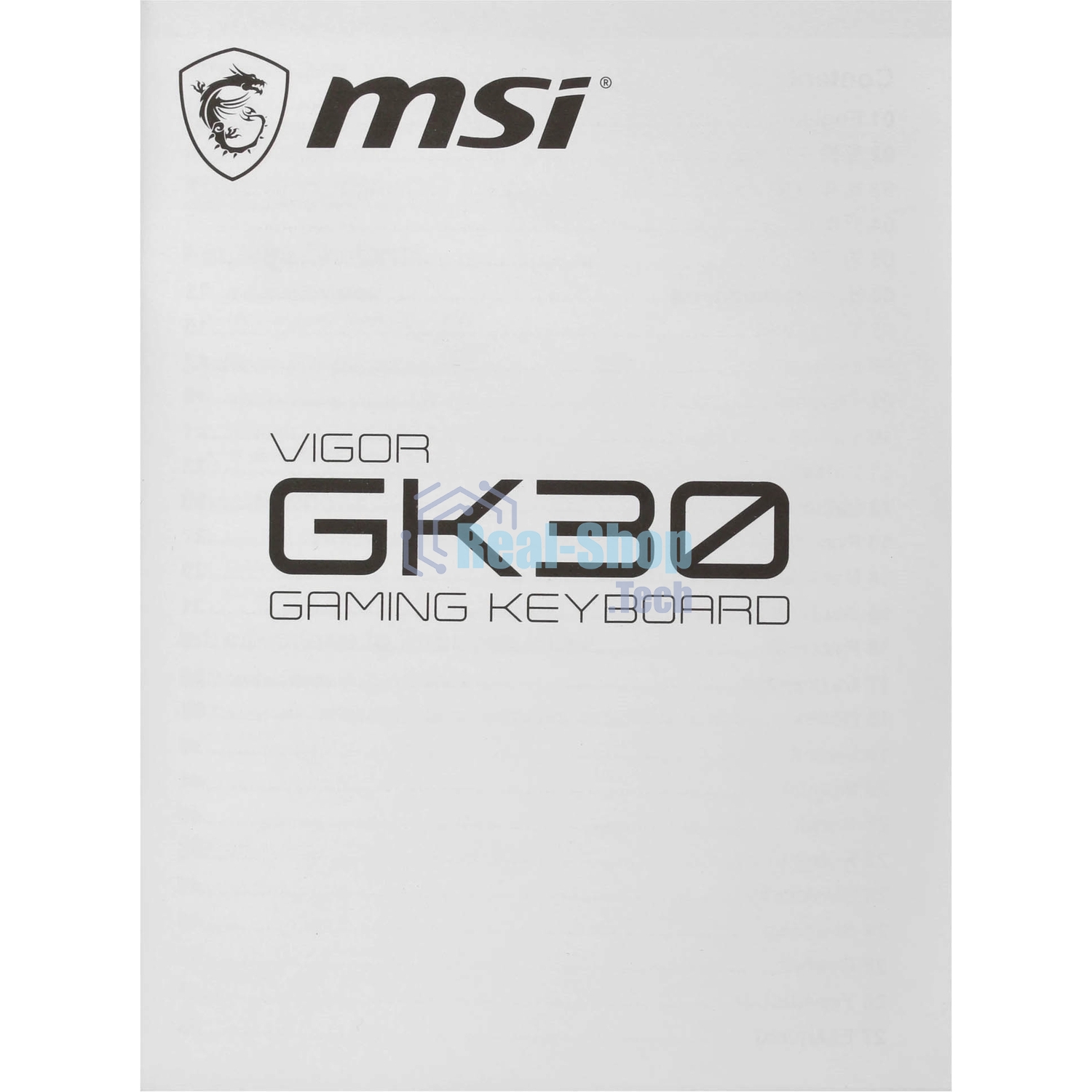 Клавиатура проводная MSI Vigor GK30 белый USB Multimedia for gamer LED (подставка для запястий)