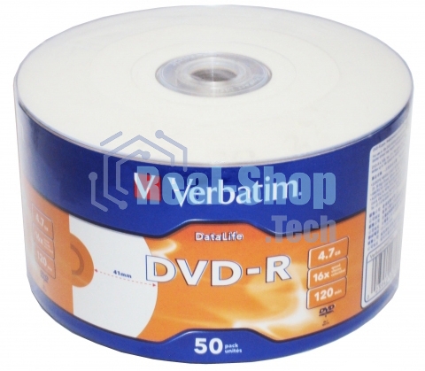 Диск DVD-R Verbatim 4,7 Gb 16x DataLife Inkjet Printable, Shrink, 50 шт (43793)