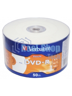 Диск DVD-R Verbatim 4,7 Gb 16x DataLife Inkjet Printable, Shrink, 50 шт (43793)