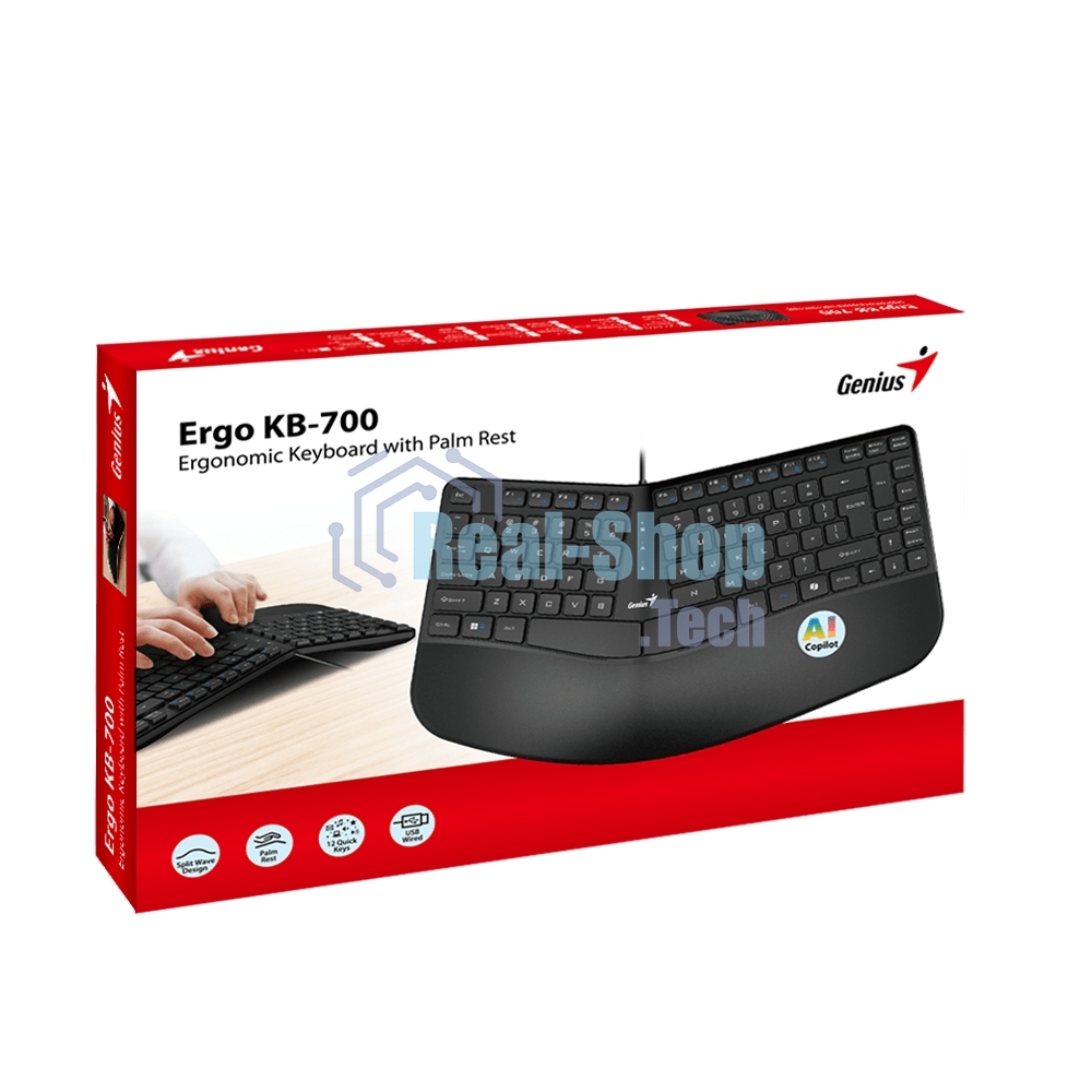 Клавиатура проводная Genius Ergo KB-700, черный, USB, 104 клавиши 31310053402