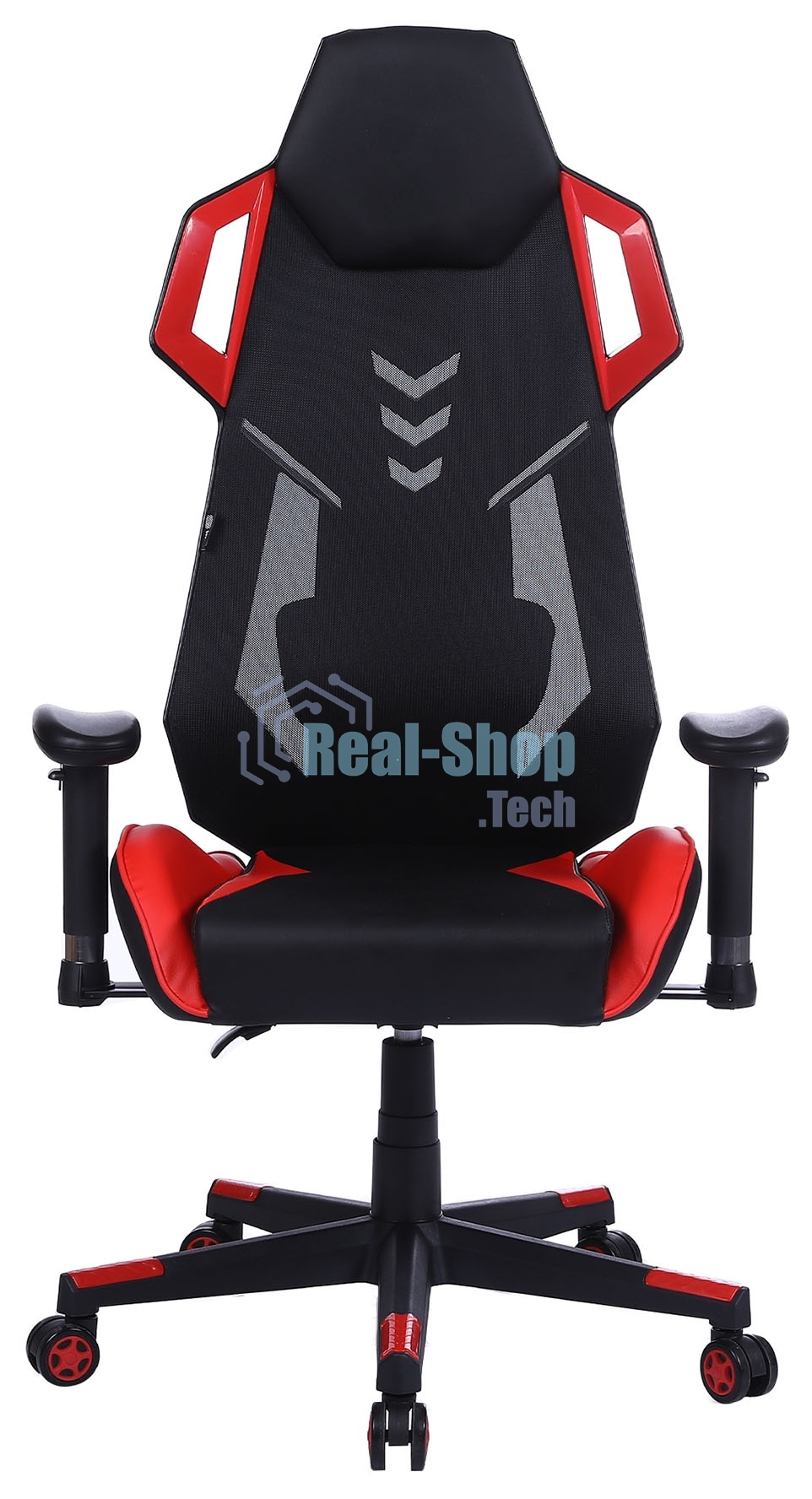 Кресло игровое Cactus CS-CHR-090BLR черный/красный, сиденье черный/красный, эко.кожа/сетка, крестовина пластик, пластик черный