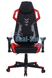 Кресло игровое Cactus CS-CHR-090BLR черный/красный, сиденье черный/красный, эко.кожа/сетка, крестовина пластик, пластик черный