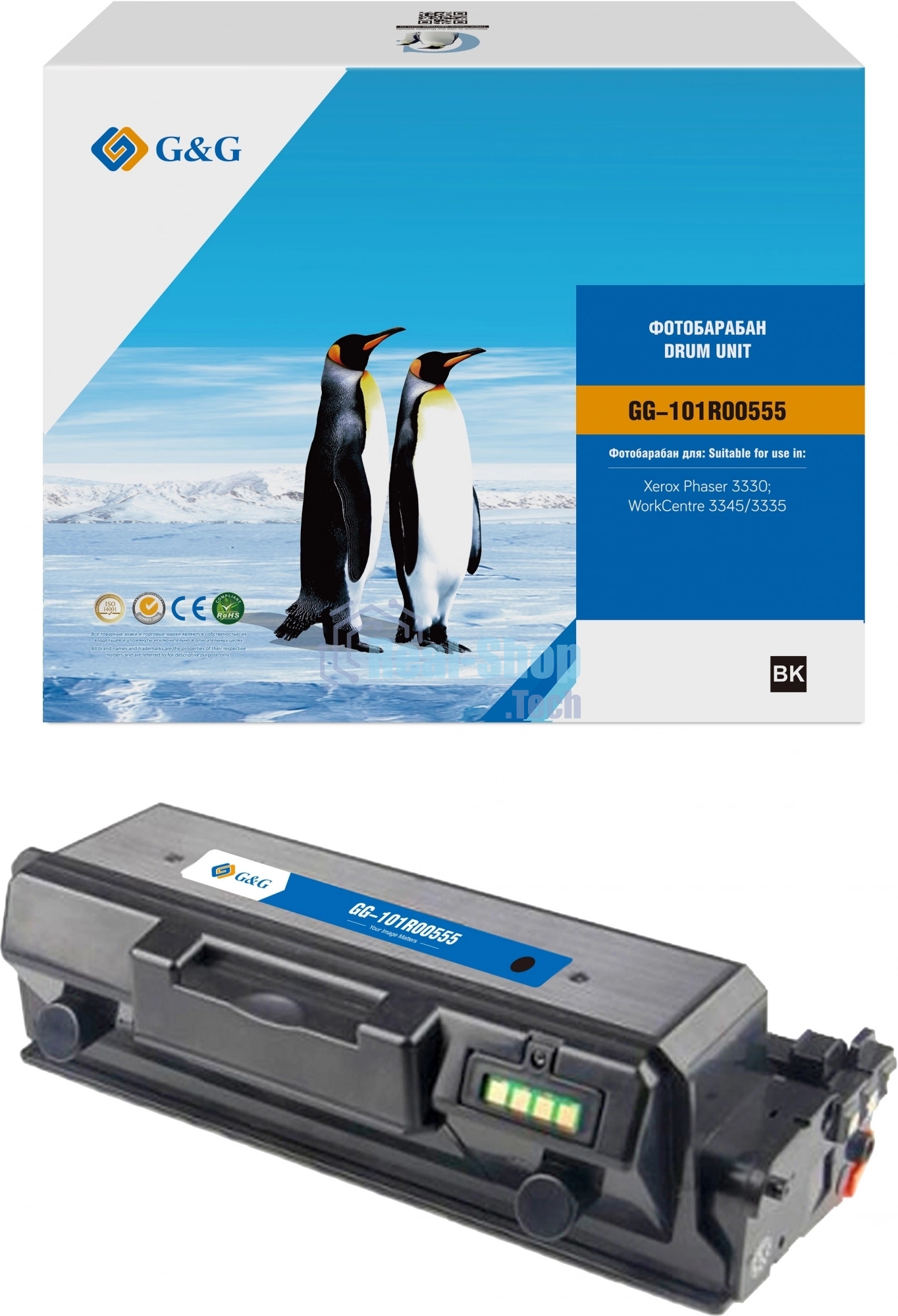 Фотобарабан G&G, аналог Xerox 101R00555 черный 30k