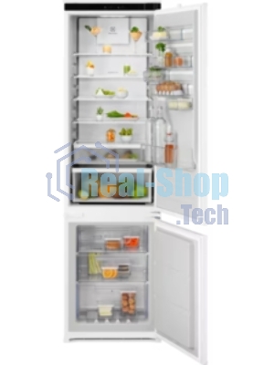 Холодильник встраиваемый ELECTROLUX ENT6MD19S3 комбинированный No Frost (морозильная камера), электронное управление, полезный объём: 269 л (207 + 62 л), перенавешиваемые двери, складная полка, полка для вина, лоток для яиц, 54x54.9x189.5 см