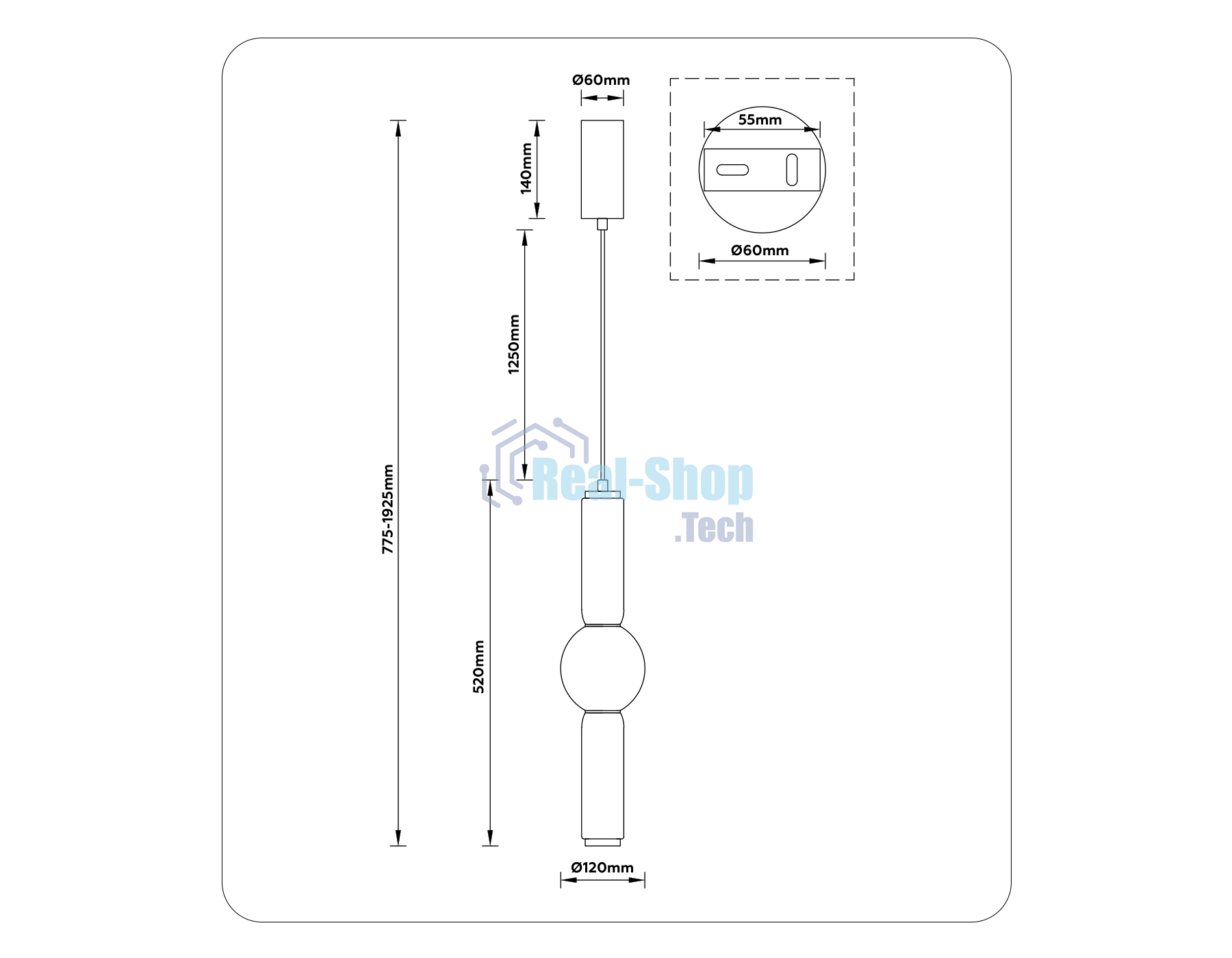 Подвесной светодиодный светильник Ambrella light LH11023 BK/SM черный/дымчатый 17W 3000K D120*520