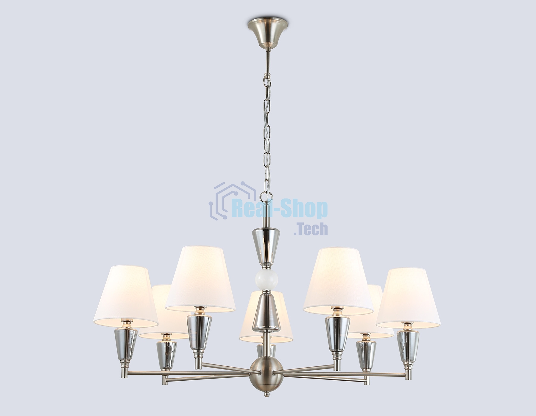 Люстра Ambrella light LH75256/7 SN/FR сатин никель/белый матовый E14*7 max 40W D860*520