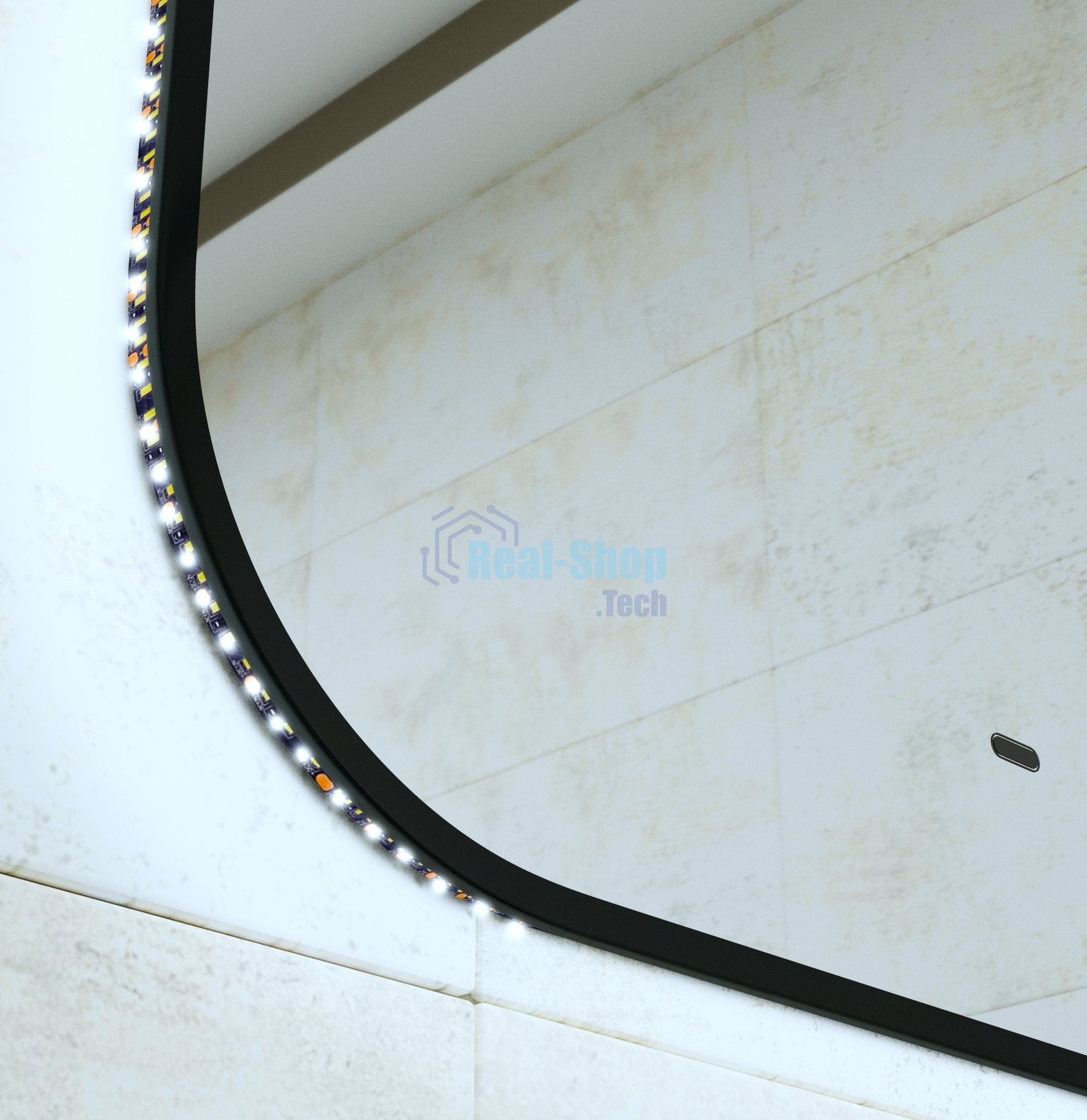 Зеркало Bau Black Rand 80х70, с LED фоновой подсветкой, бесконтактным сенсором, черной окантовкой