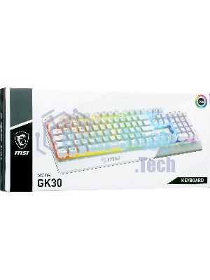 Клавиатура проводная MSI Vigor GK30 белый USB Multimedia for gamer LED (подставка для запястий)