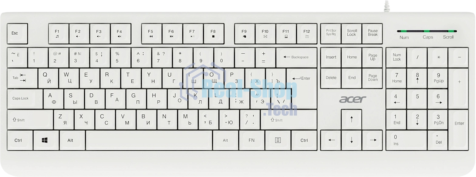 Комплект клавиатура+мышь Acer OCC400 проводной, USB, 2000 DPI, белый