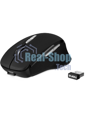 Мышь беспроводная SVEN RX-590SW черный, 1600 dpi, радиоканал, Bluetooth, USB, кнопки - 7