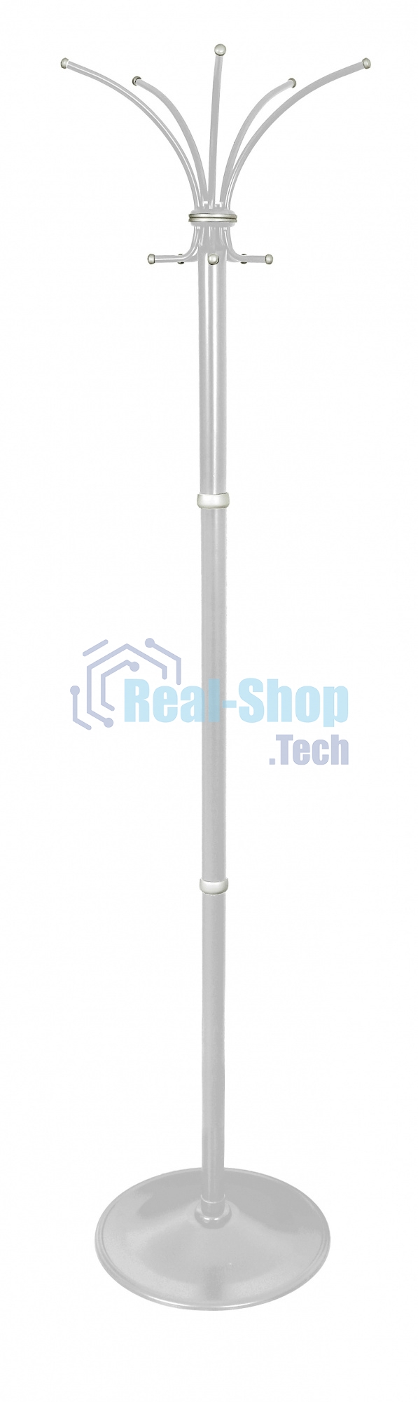 Вешалка напольная Бюрократ Класс-ТМ 116/WHITE белый основание круг наконечники черный крючки двойные для верхней одежды метал. (упак.:1шт)