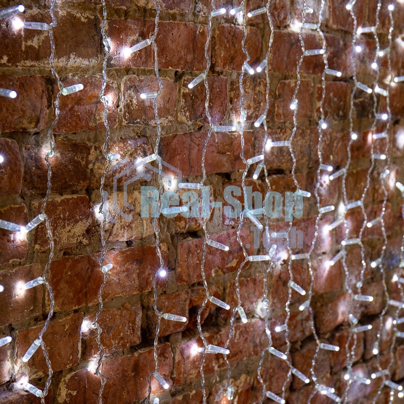 Гирлянда Светодиодный Дождь 2х1,5 м, эффект мерцания, прозрачный провод, 230 В, диоды белые