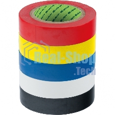 Набор изолент Сибртех ПВХ цветных 15ммх10м, 5шт/уп, 130мкм