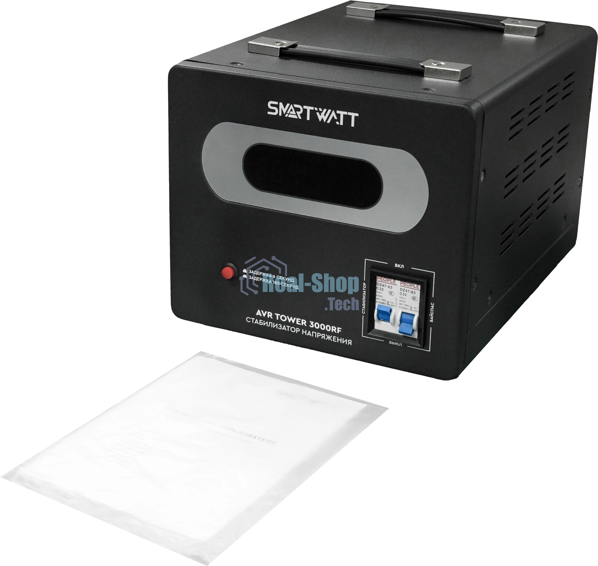 Напольный стабилизатор напряжения SMARTWATT AVR TOWER 3000RF (140W - 260W, 3000VA, 3 кВт, 50-60 Гц, LED-дисплей, релейны